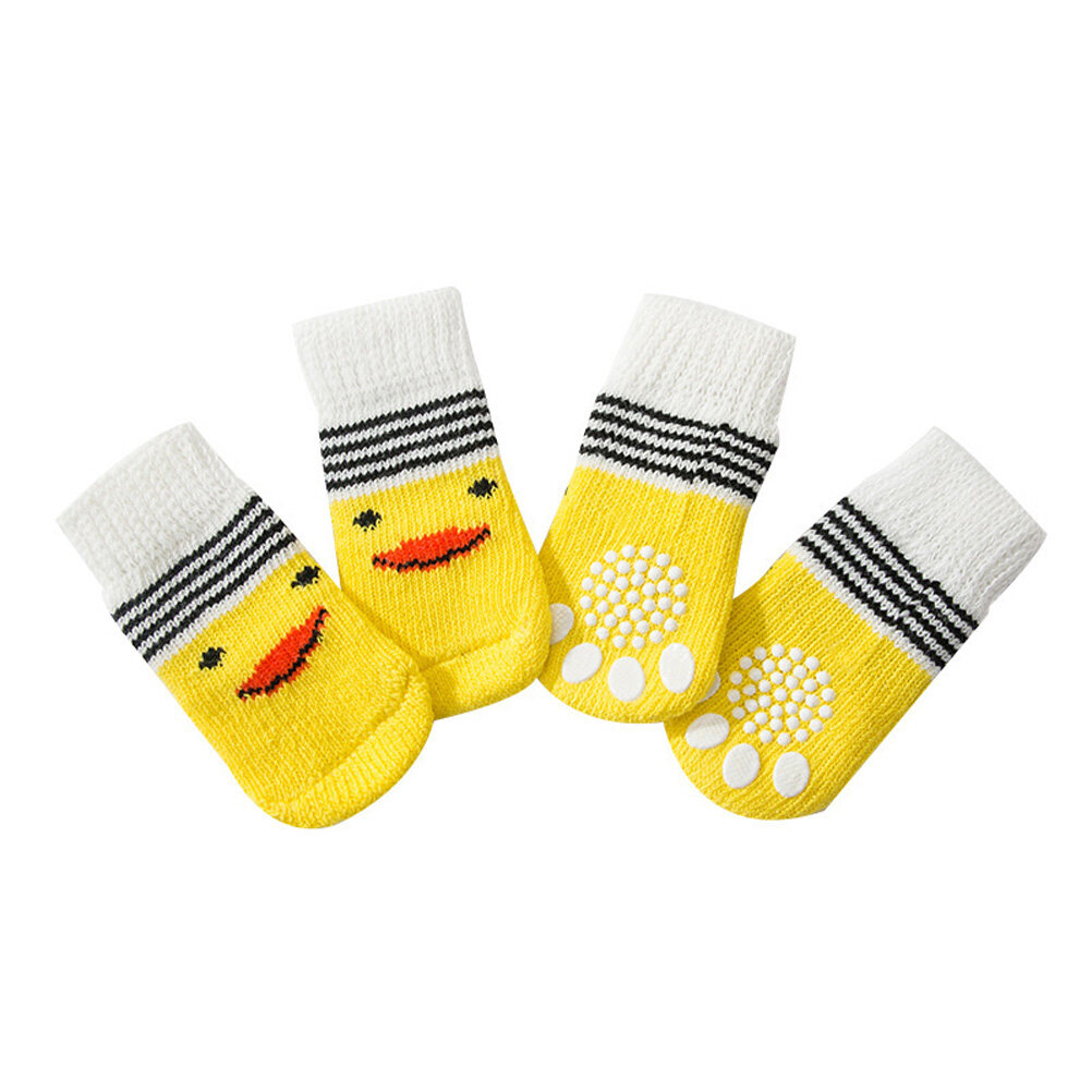 Homemaxs 4Pcs Antislip Dog Sock Lovely Dog Socks Dog Foot Protector