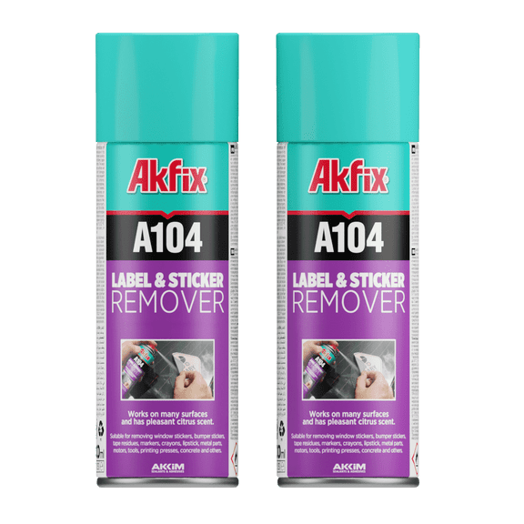 Akfix A104 Adhesive Remover Spray for Labels and Stickers, 6.7 oz - 2 Pack