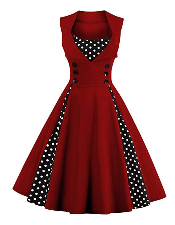 Alonea Womens Vintage Dots Lace Formal Wedding Cocktail Party Retro Swing Dresses