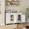 thumbnail image 5 of Coffee Bar Cabinet, Aiho 55" Farmhouse Kitchen Pantry Storage Cabinet, 2 Drawers, 4 Doors and Adjustable Shelf - White+Gray, 5 of 12