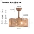 thumbnail image 5 of 18 inch Modern Industrial Bladeless 3 Wind Speed 3 Blades Down Rod Ceiling Fan with Caged Mesh Shade, 5 of 10