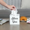 thumbnail image 3 of AuldHome Design White Tissue Box Cover; Enamelware Square Distressed Farmhouse Vintage Style Decor Tissue Holder, 3 of 10