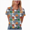 thumbnail image 5 of TOWED22 Halloween Shirts for Women Pumpkin Cat Graphic Tees Fall Crewneck Short Sleeve Costumes Autumn Party Graphic T-Shirt(Dark Gray,XL), 5 of 9