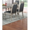 thumbnail image 4 of Arm Chairs, Set of 2 Arm Chairs with Cushion Upholstered Seat Tufted Back, Majestic Formal Dining Living Room Chairs, Grey Silver Finish Rubberwood Dining Room Furniture, Silver and Grey, 4 of 8