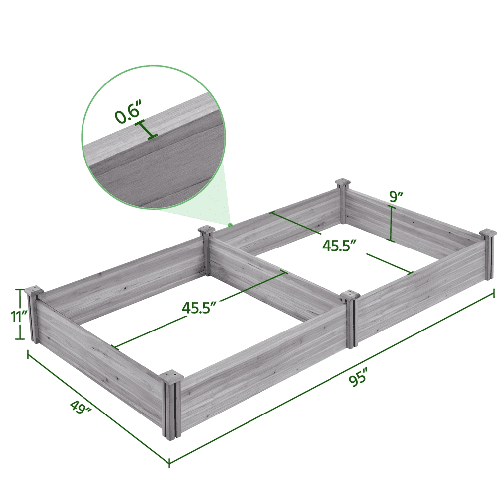 Renwick Wooden Raised Garden Bed Simple Planter,Gray