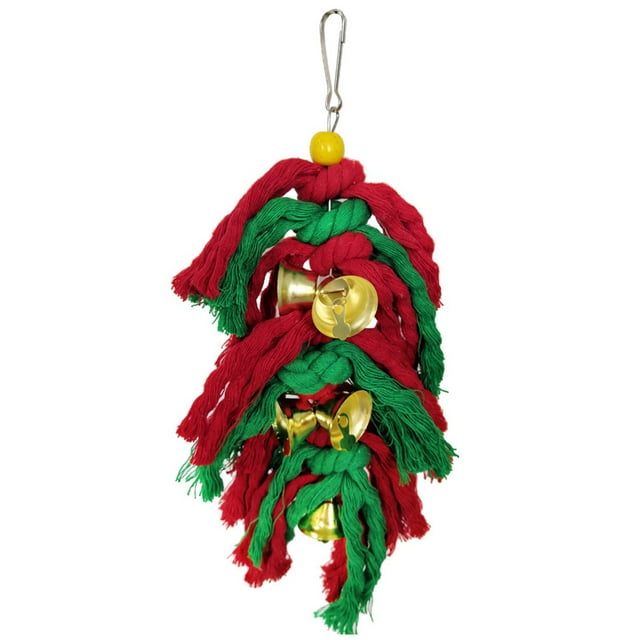 Bangcool Parrot Cage Toy Hanging Colorful Bird Perch Swing Parrot Chew Toy for Christmas