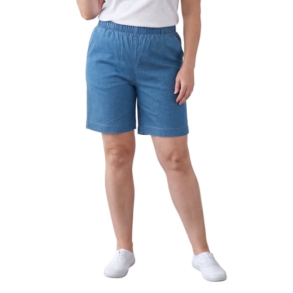 Turtle Bay New York Womens Lightweight Pull On Denim Shorts Elastic Waist Plus Size