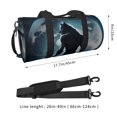 thumbnail image 2 of Fotbe Moon Wolf Warrior Bolsa Deportiva de Lona Plegable con Estampado, Bolsa de Gimnasio con Bolsillo Seco/Húmedo, Bolsa de Viaje Ultraligera de Gran Capacidad, 2 of 6