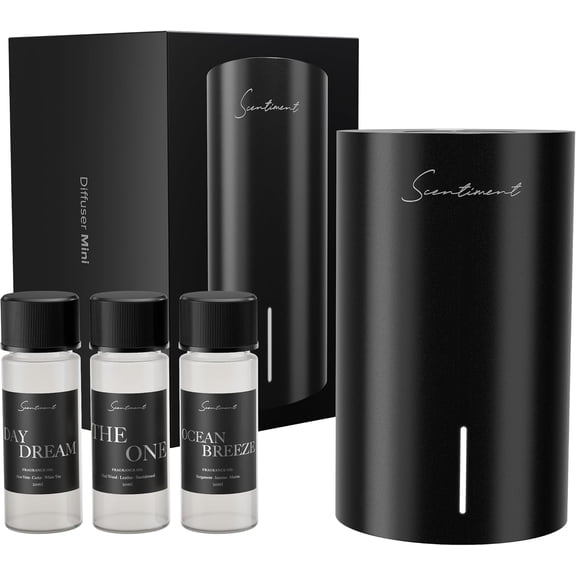 Scentiment Mini 2 LE Discovery Kit - Portable Cold-Air Diffuser with Wi-Fi and Touch Controls, Rechargeable Battery Life, Covers 500 Sqft; Includes Top 3 Luxury Hotel-Inspired Fragrance Oils (20 ml)
