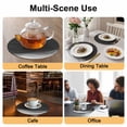 thumbnail image 2 of Ombre Waves Round 15 Inch Placemats Set of 4, Abstract Art Gradient Black Modern HeatResistant Non Slip Place Mats for Dining Table, Wipeable Braided Kitchen Table Mats for Housewarming, 2 of 9