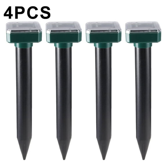 Pack of 4 Mole Repellent Solar Powered Solar Ultrasonic Mole Repeller Groundhog Repeller Outdoor Waterproof Keep Moles Out of Yard Lawn(Green)