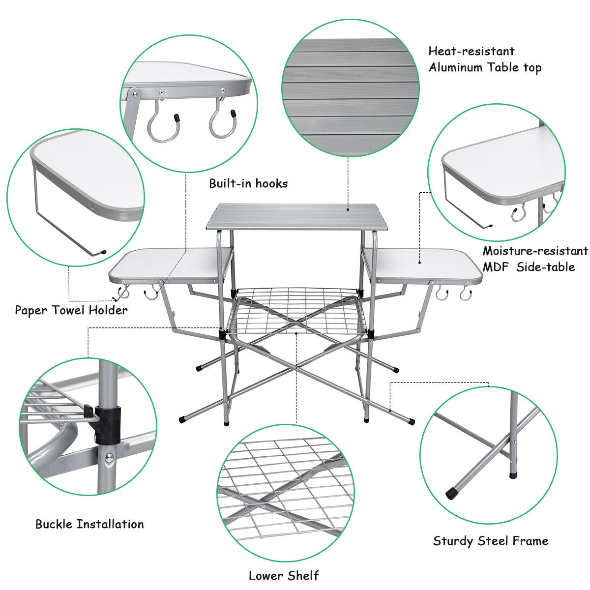 Gymax Portable Grilling Stand Folding BBQ Table Camping Table with Carrying Bag - image 4 of 6
