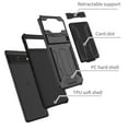 thumbnail image 3 of Back Card Holder Case for Google Pixel 6 2021[5G], Pixel 6 Cover 2021, Allytech Hard PC + Soft TPU Hybrid Protection Hands-Free Stand Bracket Anti-Slip Grip Cover for Pixel 6 2021, Black, 3 of 9