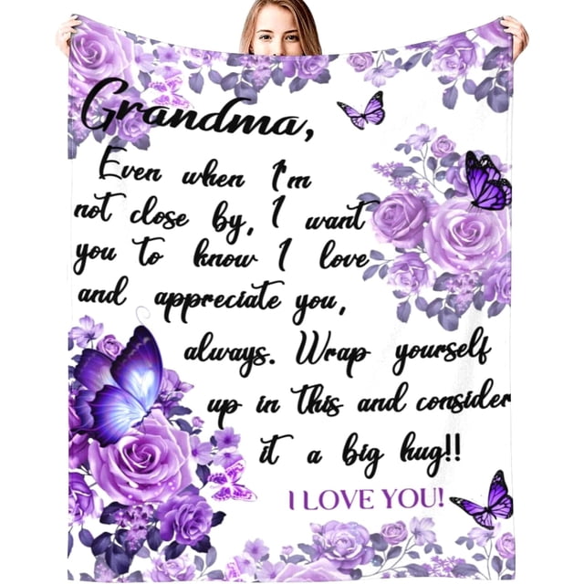 LHSHID Best Gifts for Grandma Blanket from Grandchildren Super Soft Flannel Blankets for Birthday/Mothers Day 50x60in