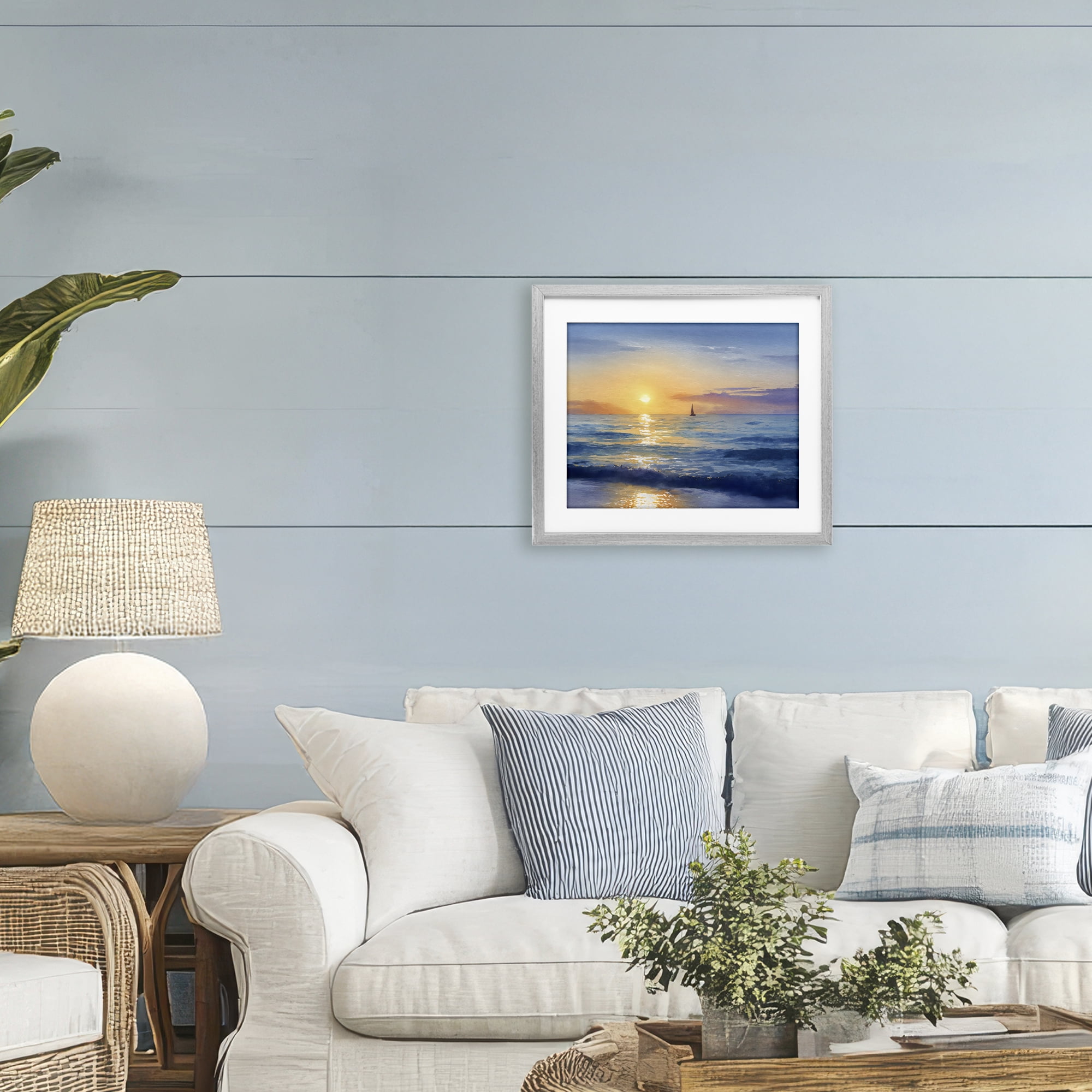 Stupell Industries Sails To The Sun At Sea Gray Framed Print Under Glass, design by Franklyn Gregory