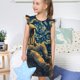 thumbnail image 4 of Fotbe Astronaut Starry Night Vestido de Dormir para Niñas de 3 a 10 Años, Mangas Cortas, Estilo Princesa, Pijama Camisón con Mangas Voladas-Large, 4 of 6