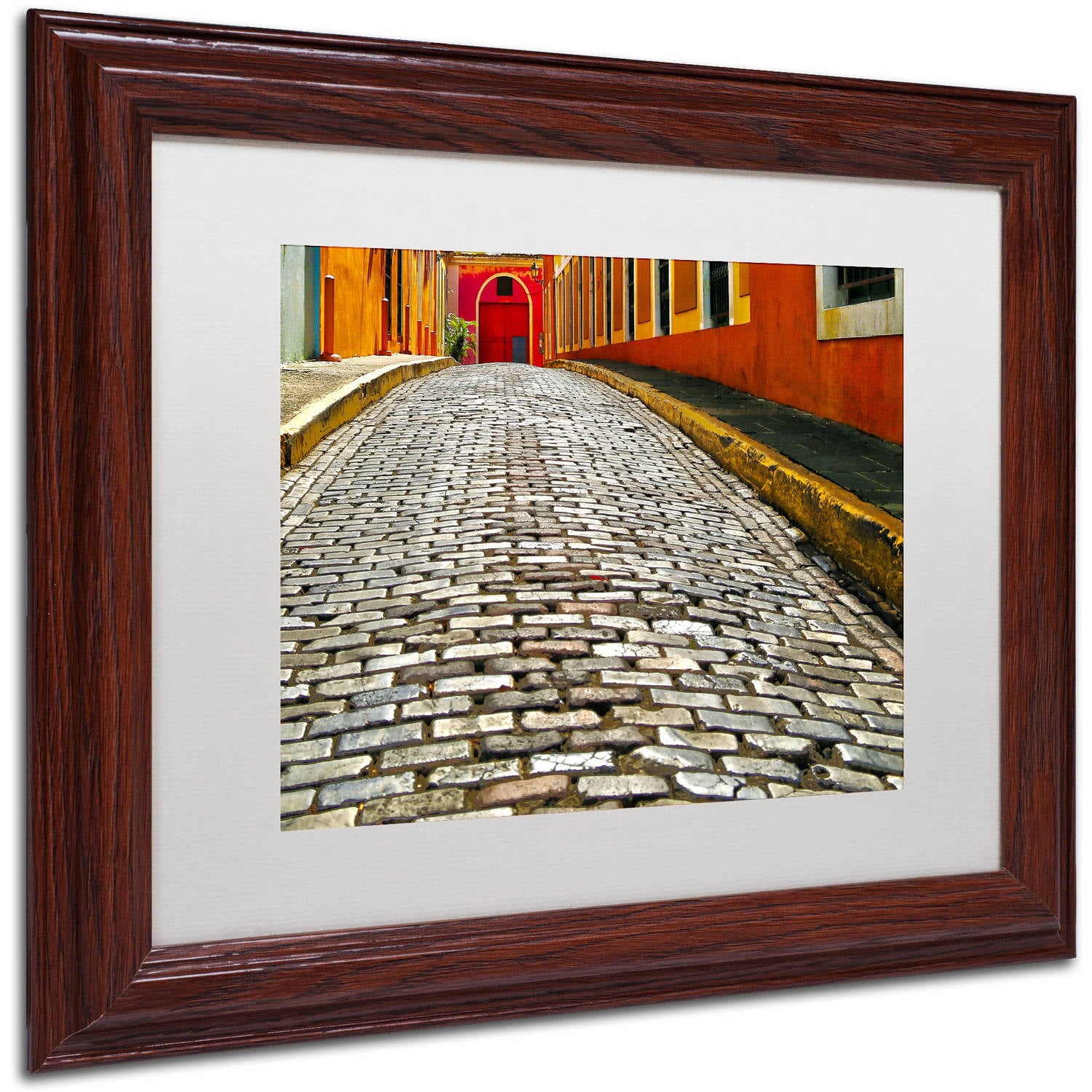Trademark Fine Art "Old San Juan 14" Canvas Art by CATeyes, White Matte, Wood Frame