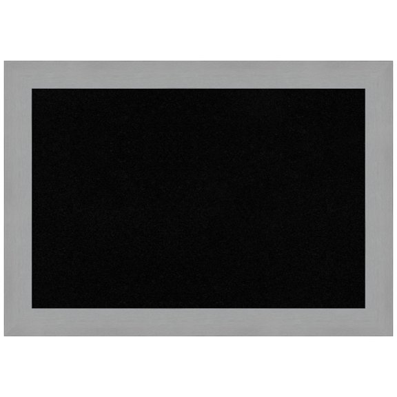 Amanti Art Black Cork Board Framed Brushed Nickel Bulletin Board 27 in. x 19 in.