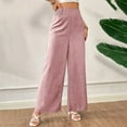 thumbnail image 4 of Lenpel Palazzo Pants for Women Trendy Elastic High Waisted Wide Leg Work Dress Pants Business Casual Trousers(Pink,Medium), 4 of 5