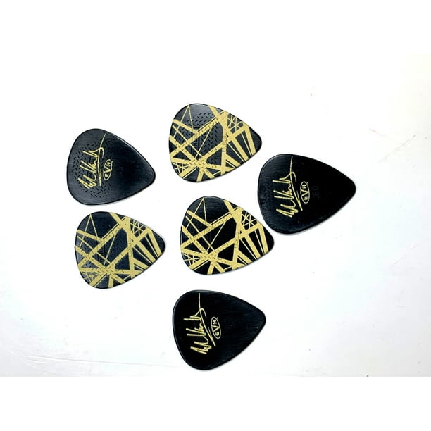 Eddie Van Halen Guitar Picks EVH Black Yellow Stripes Max Grip .60mm 6