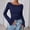 Dark Blue, variant on Long Sleeve Shirts for Women Boat Neck Bell Sleeve Ribbed Ruched Long Sleeve Tops Casual Chic Clothes Womens Sweatshirt Beige L