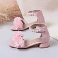 thumbnail image 6 of Owordtank Girls Sandals Low Heels Square Toe Dress Ankle Strap Sandals Non Slip Open Toe Thick Heels Wedding Party Shoes, 6 of 8