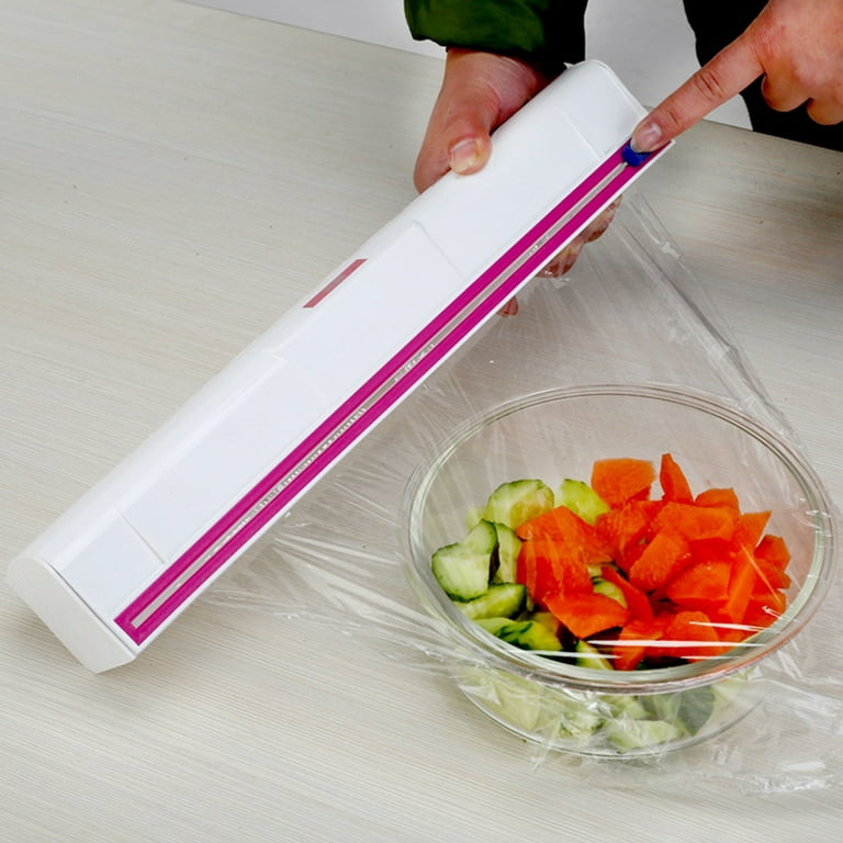 Food Wrap Dispenser, Plastic Wrap Cutter, Foil and Cling Film Cutter Plastic  Storage Holder Kitchen Accessories 