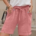 thumbnail image 2 of larppty Women Shorts for Seniors Summer Casual High Waisted Drawstring Wide Leg Womens Gauze Short Shorts（Watermelon Red， S）, 2 of 8