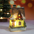 thumbnail image 3 of Estatuas de decoración musical LED de Papá Noel que rebotan iluminan una pequeña casa para Navidad, resina, luz LED blanca cálida para fiestas, bolas de cumpleaños, 3 of 5