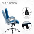 thumbnail image 4 of Velvet Office Chair with Adjustable Height & Tilt - Blue Task Desk Chair, Button Tufted, 24" Swivel Chair for Home Office & Study, 4 of 7
