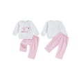 thumbnail image 2 of Qmyliery Baby First Birthday Outfit Goose Embroidered Long Sleeve Sweatshirt Plaid Pants 2 Piece Set, 2 of 9