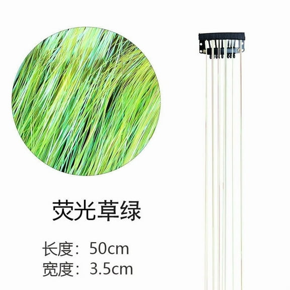 Nvzi-a 8 Pcs Clip in Hair Tinsel , 20 Inch Heat Resistant Glitter Fairy Hair Tinsel Clip in Extensions, Sparkle Strands Festival Gift Party Hair Accessories for Women Girls，Fluorescent Grass Green