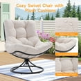 thumbnail image 3 of Dovov Swivel Accent Chair, 360° Upholstered Swivel Chair Modern Lounge Chair Comfy Reading Chair with Soft Cushion and Metal Frame, Beige, 3 of 10