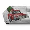 thumbnail image 3 of Christmas Soft Flannel Fleece Throw Blanket, Pickup Truck Big Gift Boxes and Tree Xmas Art Prints Farm Theme Print, Cozy Plush for Indoor and Outdoor Use, 60" x 80", White Red, by Ambesonne, 3 of 6