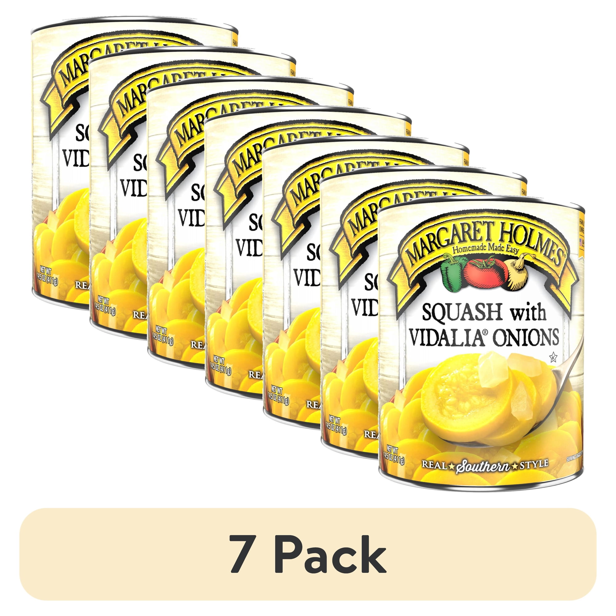 (7 pack) Margaret Holmes Squash With Vidalia Onions, 14.5 oz., Can