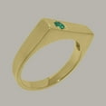 thumbnail image 3 of LBG British Made 9k Yellow Gold Natural Emerald Mens Band Ring - 33 size options - Size 6, 3 of 6