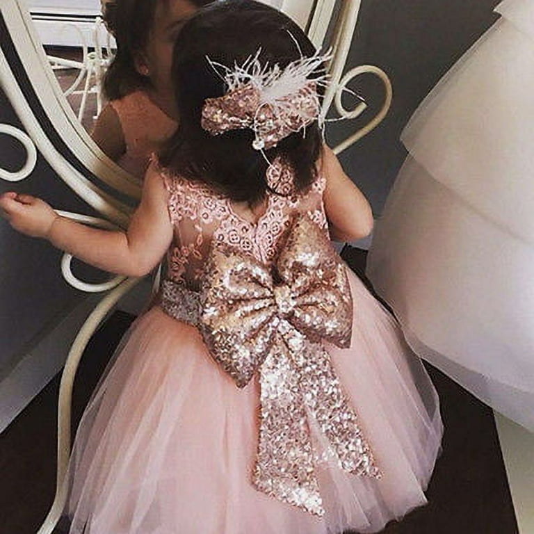 Princess Newborn Toddler Kids Girls Baby Dress Sleeveless Lace Back Bowknot Ball Gown Pageant Party Dresses Clothes Walmart