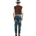 thumbnail image 5 of Celivon Cowboy Outfits For Men 5 Piece Hat+Scarf+Vest+Tshirt+Fringe Leg Warmer Set Vintage Texas Western Cowboy Themed Sets Casual Loungwear Dailywear, 5 of 8