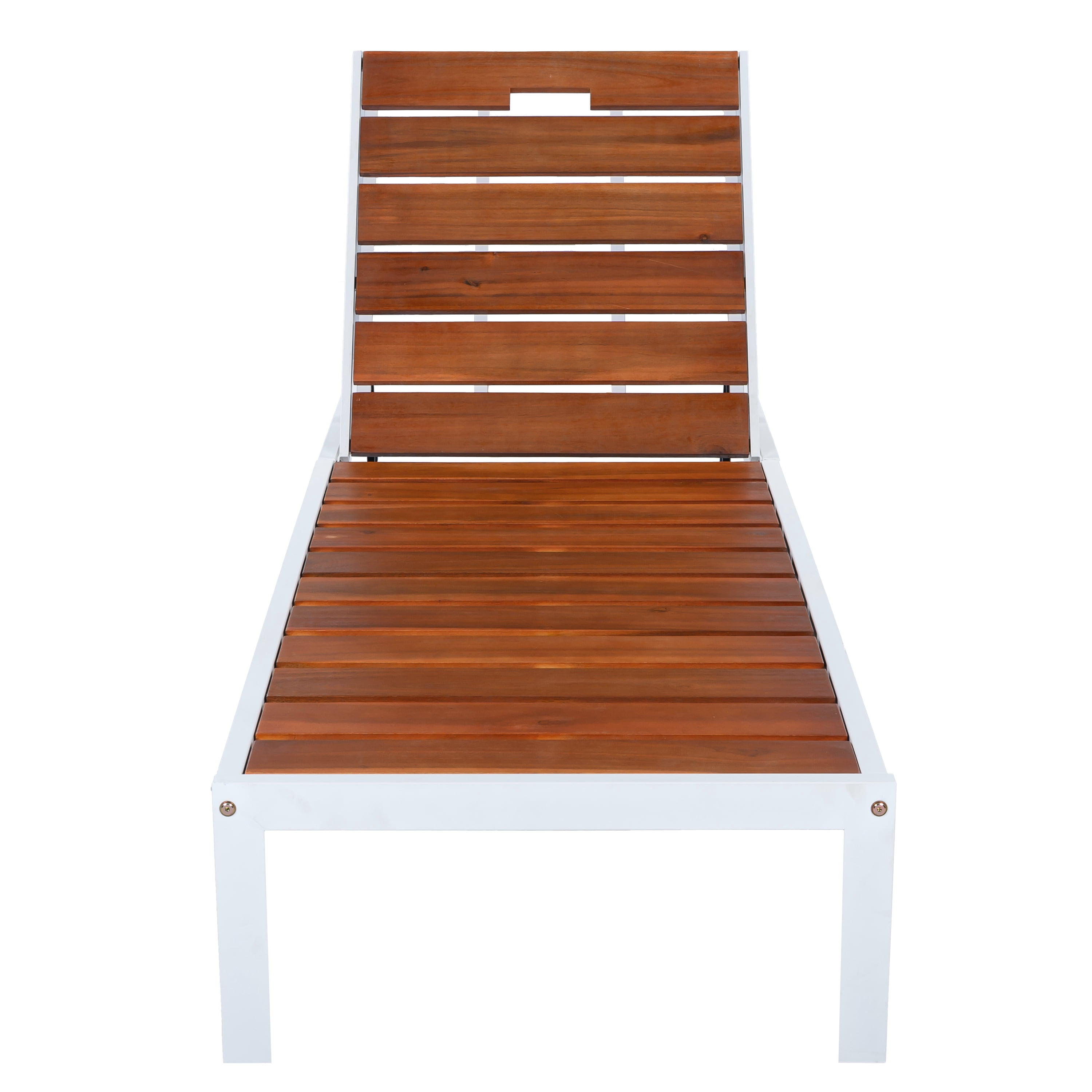 Poolside Chaise Lounge Set, Outdoor Recliner Daybed for Patio Poolside, White and Brown