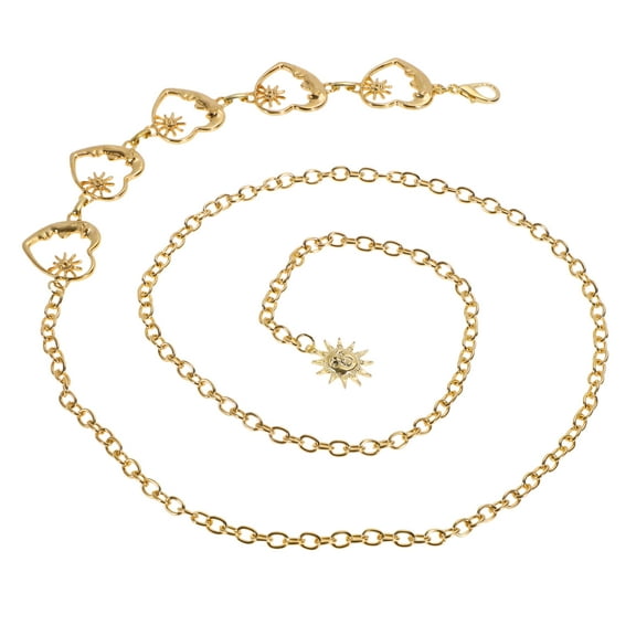 Unique Bargains 1 Pc Adjustable Waist Belt Delicate Heart & Moon Pendant Adjustable Waist Cord Women Gold Tone
