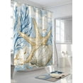 thumbnail image 3 of Ocean Life Shower Curtain, Marine Coral Shell Algae Starfish Oil Painting Waterproof Shower Curtain Set with 12 Hooks Lightweight Washable Fabric Shower Curtains for Bathroom 60x72 Inches, 3 of 6