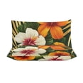 thumbnail image 3 of 3 Pcs Soft Bedding Set, Includes 1 Duvet Cover with Zipper And 2 Pillow,Shams Hawaiian Hibiscus Garden Orange Flowers Twin(86"x70"), 3 of 8