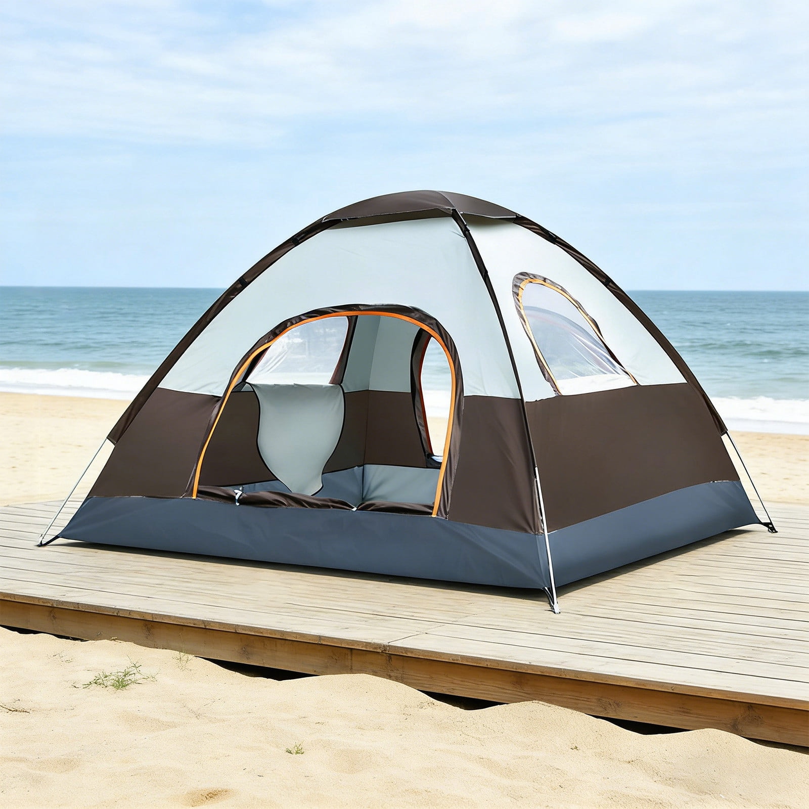 3-4 Person Automatic Pop Up Tent, Waterproof Camping Tent with Instant Setup, Spacious & Lightweight Build for Camping, Hiking, Beach Trips, Picnics, Backpacking and Outdoor Gatherings