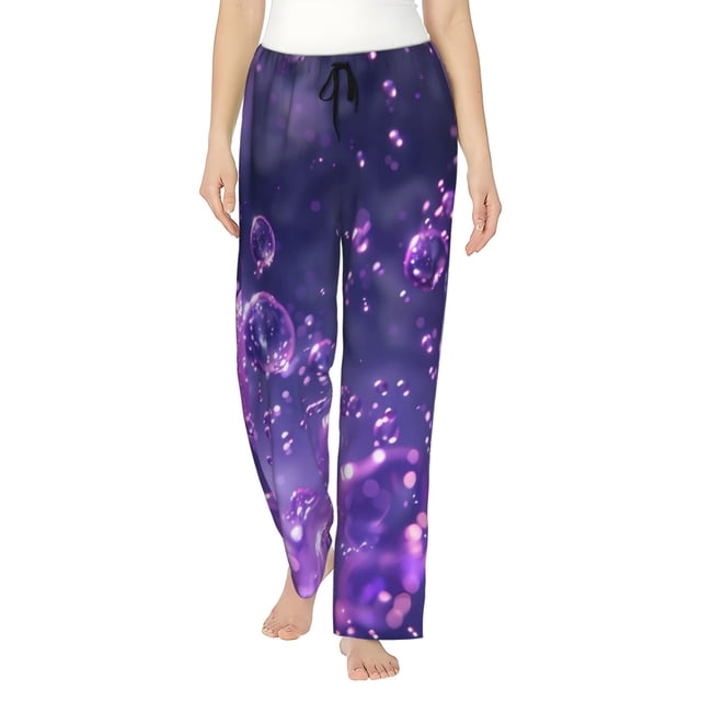 Fotbe Purple Bubble Abstract Art Pantalones de Pijama para Mujer, Pantalones de Dormir, Pantalones Pj con Cordón y Bolsillos-3X-Large
