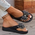 thumbnail image 6 of RotHome Womens Wedge Sandals Bow Flip Flops Rhinestone Thong Open Toe Summer Beach Platform Boho Cute Casual Shoes Fancy Flip Flops for Women Easter Sandals, 6 of 9