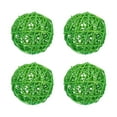 thumbnail image 1 of Unique Bargains 4 Pcs Wicker Rattan Balls 3.9 Inch Rattan Decorative Balls for Vase Fillers Craft Home Decor Grass Green, 1 of 5