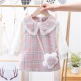 thumbnail image 2 of Girls Dresses Kids Baby Long Sleeve Plaid Prints Princess Dress Bag Set Pink Elegant Kids Outfits 12 Months-18 Months, 2 of 7
