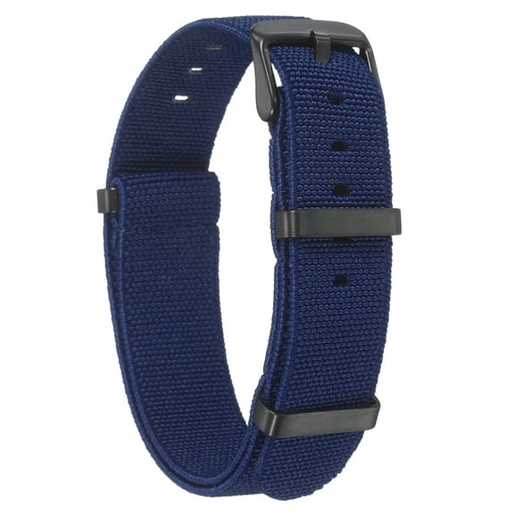 Uxcell Elastic Nylon Watch Band 18mm One-Piece French Watch Strap Waterproof Replacement Wristwatch Strap with Black Buckle for Men Women, Blue
