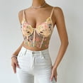 thumbnail image 5 of XFLWAM Lace Corset Tops for Women Lace Bustier Corset Top with Straps Women Corset Going Out Party Crop Top Khaki L, 5 of 6