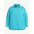 thumbnail image 6 of Terra & Sky Women's Plus Size Quilt Mix Button Front Shacket with Long Sleeves, Sizes 1X-5X, 6 of 6